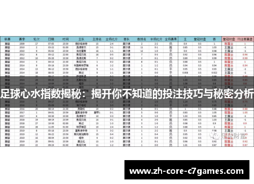 足球心水指数揭秘：揭开你不知道的投注技巧与秘密分析